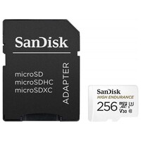 Memorijska kartica 256 GB, SANDISK High Endurance, microSDHC + SD adapter, Full HD/4K, do 100/40 MB/s, C10, U3, V30 (SDSQQNR-256G-GN6IA)
