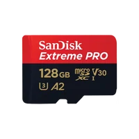 Memorijska kartica 128 GB, SANDISK Extreme PRO, microSDXC + SD adapter, do 200/90 MB/s, A2, C10, V30, UHS-I, U3 (SDSQXCD-128G-GN6MA)