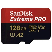Memorijska kartica 128 GB, SANDISK Extreme PRO, microSDXC + SD adapter, do 200/90 MB/s, A2, C10, V30, UHS-I, U3 (SDSQXCD-128G-GN6MA)