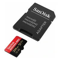 Memorijska kartica 256 GB, SANDISK Extreme PRO, microSDXC + SD adapter, do 200/140 MB/s, A2, C10, V30, UHS-I, U3 (SDSQXCD-256G-GN6MA)