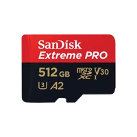 Memorijska kartica 512 GB, SANDISK Extreme PRO, microSDXC + SD adapter, do 200/140 MB/s, A2, C10, V30, UHS-I, U3 (SDSQXCD-512G-GN6MA)
