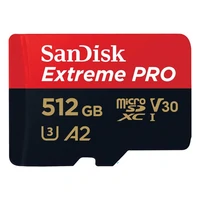 Memorijska kartica 512 GB, SANDISK Extreme PRO, microSDXC + SD adapter, do 200/140 MB/s, A2, C10, V30, UHS-I, U3 (SDSQXCD-512G-GN6MA)