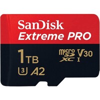 Memorijska kartica 1 TB, SANDISK Extreme PRO, microSDXC UHS-I, U3, V30, A2, C10, do 200/140 MB/s + SD adapter + 2 god. RescuePRO Deluxe (SDSQXCD-1T00-GN6MA)