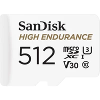 Memorijska kartica 512 GB, SANDISK High Endurance, microSDHC + SD adapter, Full HD/4K, do 100/40 MB/s, C10, U3 (SDSQQNR-512G-GN6IA)