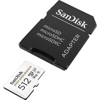 Memorijska kartica 512 GB, SANDISK High Endurance, microSDHC + SD adapter, Full HD/4K, do 100/40 MB/s, C10, U3 (SDSQQNR-512G-GN6IA)