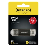 USB stick 32 GB, INTENSO Twist Line, USB 3.2/USB-C, antracit