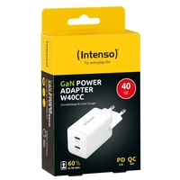 Punjač INTENSO 40W GaN, 2× USB-C, W40CC