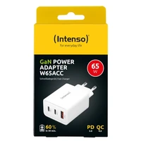 Punjač INTENSO 65W GaN, 2× USB-C i 1× USB-A, W65ACC, bijeli