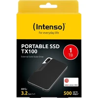 Eksterni SSD disk 1 TB, INTENSO TX100, USB 3.2 Gen1x1, 500 MB/s, crni