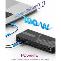 Priključna stanica ICY BOX IB-DK2246AC, hibridna 11 u 1, USB-C, s DisplayLink