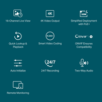 Mrežni videorekorder TP-LINK VIGI, 16-kanalni, PoE+, 24/7