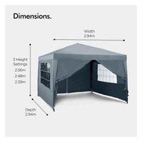 Paviljon VONHAUS, pop-up, 3x3m, slate sivi, s utezima