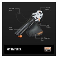 Puhalo VONHAUS, 3-u-1, električno, usisavač lišća i malčer, 35L