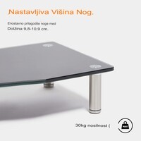 Stalak za monitor VONHAUS, stakleni, XL, crni