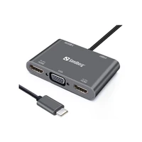 Docking stanica SANDBERG USB-C, 2xHDMI + 1xVGA + USB + PD