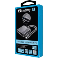 Docking stanica SANDBERG USB-C 2xHDMI + USB + Power Delivery, za 2 monitora