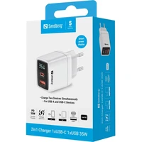 Punjač SANDBERG 2-u-1 USB-C + USB-A PD, 35W