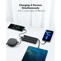 Prijenosna punjiva baterija VEGER C10, 10.000mAh, s ugrađenim kabelima, crna