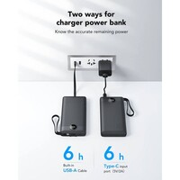 Prijenosna punjiva baterija VEGER C10, 10.000mAh, s ugrađenim kabelima, crna