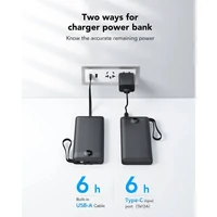 Prijenosna punjiva baterija VEGER C10, 10.000mAh, s ugrađenim kabelima, crna