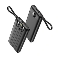 Prijenosna punjiva baterija VEGER C10, 10.000mAh, s ugrađenim kabelima, crna