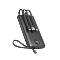 Prijenosna punjiva baterija VEGER C10, 10.000mAh, s ugrađenim kabelima, crna