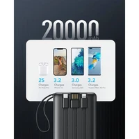 Powerbank VEGER, s ugrađenim C20 kablovima, 20.000 mAh, crni Powerbank VEGER, s ugrađenim C20 kablovima, 20.000 mAh, crni