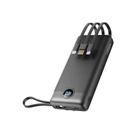 Powerbank VEGER, s ugrađenim C20 kablovima, 20.000 mAh, crni