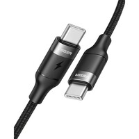 Kabel VEGER CC02, pleteni USB-C na USB-C, 100W, 1,5 m, crni