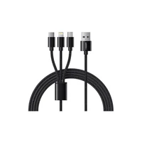 Kabel VEGER V303, pleteni 3-u-1 USB-A na USB-C/Lightning/MicroUSB, 1.5 m, crni