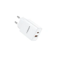 Punjač VEGER VLS302U, 2 porta, USB-A/USB-C, QC3.0/PD3.0, bijeli
