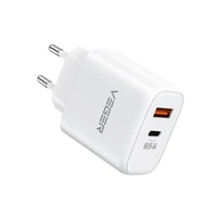 Punjač VEGER CPD65E, 2 porta, USB-A/USB-C, QC3.0/PD3.0, bijeli
