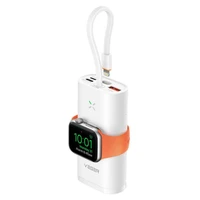 Powerbank VEGER MagFan 10.000 mAh, s ugrađenim kablom i punjačem za Apple Watch, bijeli
