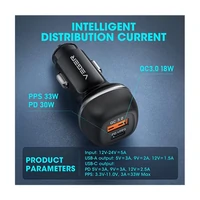Punjač VEGER CC62, automobilski, USB + USB-C, PD, QC3.0, 51W