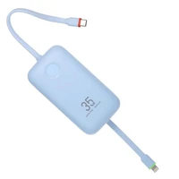 Powerbank VEGER, s ugrađenim kablovima, 10.000 mAh, plavi
