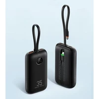Powerbank VEGER, s ugrađenim kablovima, 10.000 mAh, crni Powerbank VEGER, s ugrađenim kablovima, 10.000 mAh, crni