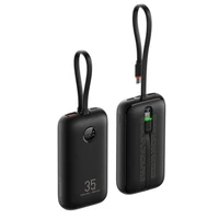 Powerbank VEGER, s ugrađenim kablovima, 10.000 mAh, crni