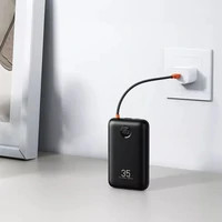 Prijenosna baterija VEGER, s ugrađenim kabelima, 20.000mAh, crna