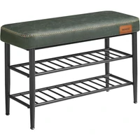 Klupa za cipele VASAGLE EKHO, umjetna koža, nosivost 135 kg, 30 × 80 × 50 cm, tamnozelena
