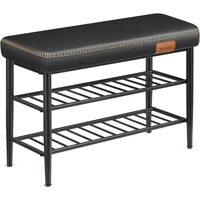 Klupa za cipele VASAGLE EKHO, umjetna koža, nosivost 135 kg, 30 × 80 × 50 cm, retro, crna