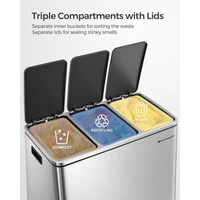 Kanta za otpad SONGMICS, 3 × 18 L, srebrno-crna, za razdvajanje otpada