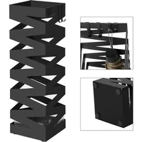 Stalak za kišobrane SONGMICS LUC16B, metalni, s kukama i posudom za kapanje