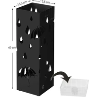 Stalak za kišobrane SONGMICS LUC49B, metalni, s kukama i posudom za kapanje