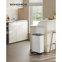 Kanta za otpad SONGMICS, čelična, pedalna, 30 L, s unutarnjom kantom i mekanim zatvaranjem, bijela