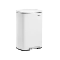 Kanta za otpad SONGMICS, čelična, pedalna, 50 L, s unutarnjom kantom i mekanim zatvaranjem, bijela