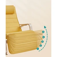 Stolica za ljuljanje SONGMICS, drvena, s podesivim osloncem za noge, žuta, umirujuća