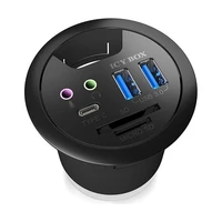 HUB ICY BOX IB-HUB1404A, 2x USB 3.0, 1x USB-C, audio 3.5mm, čitač kartica, za ugradnju u stol