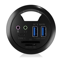 HUB ICY BOX IB-HUB1404A, 2x USB 3.0, 1x USB-C, audio 3.5mm, čitač kartica, za ugradnju u stol