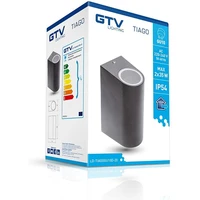 Svjetiljka GTV TIAGO, zidna vanjska, 2xGU10 230V IP54, crna