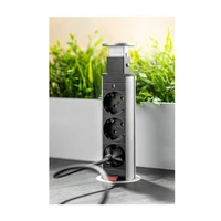 Utičnica GTV, ugradbena, 3x220V, Ø60mm, siva